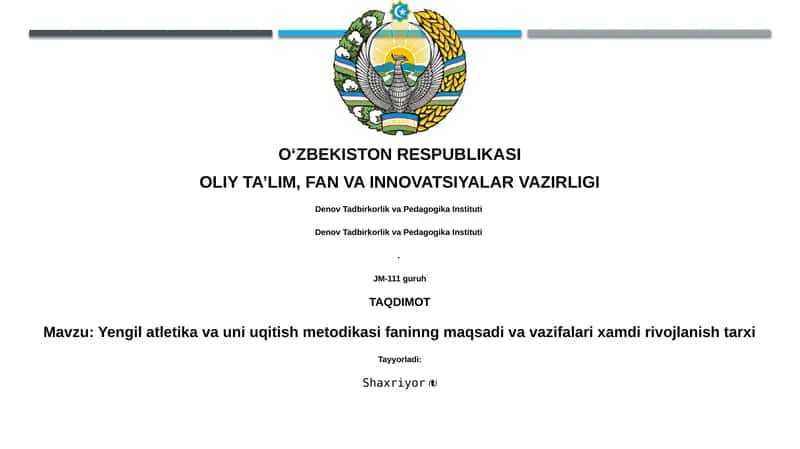 Yengil atletika va uni uqitish metodikasi
