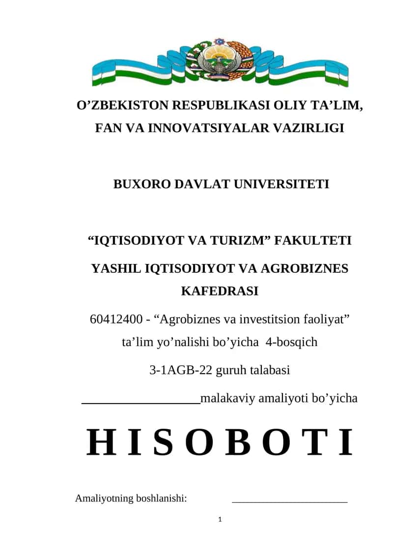Agrobiznes va investitsion faoliyat