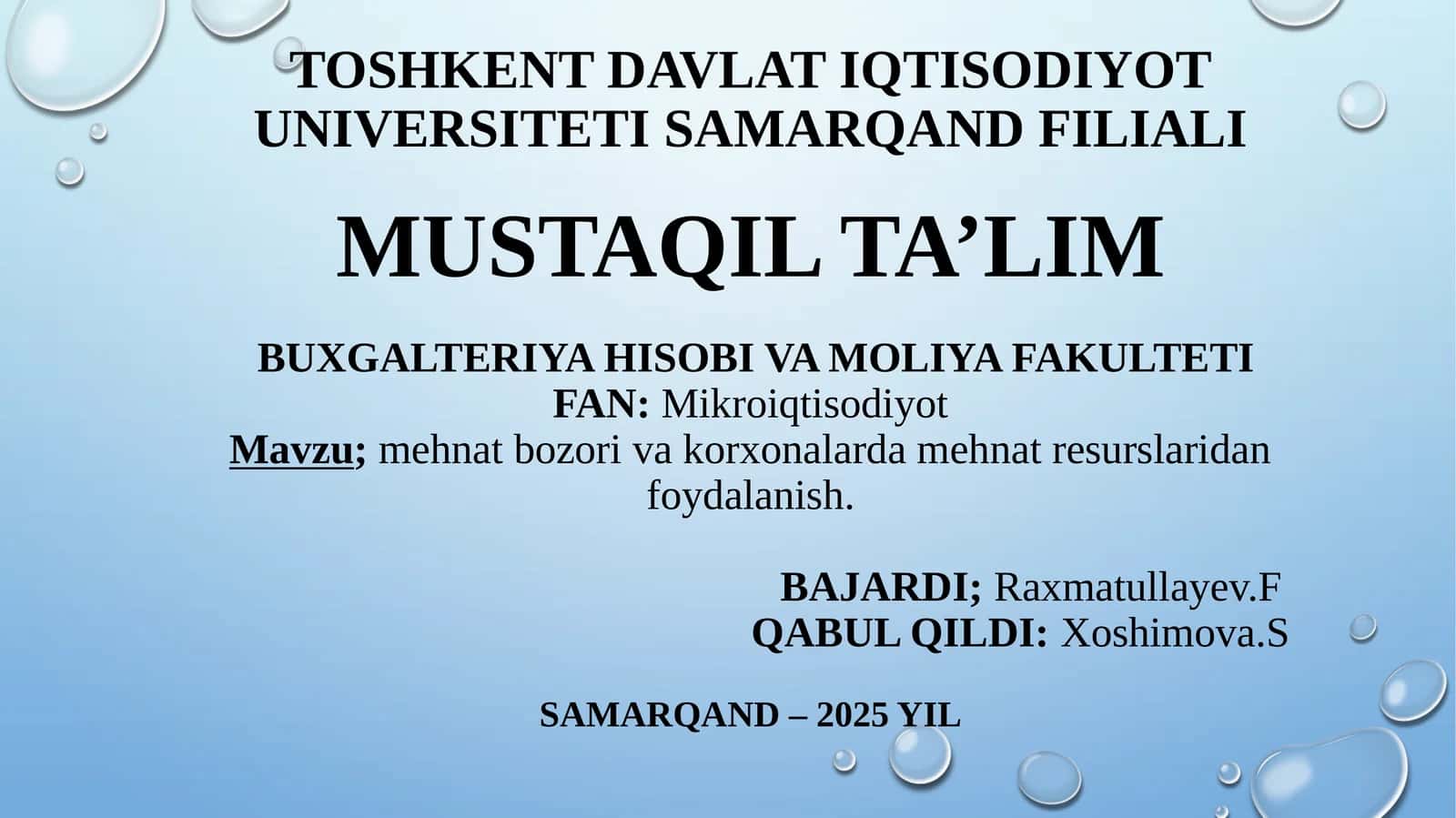 Mehnat bozoriva korxonalarda mehnat resurslaridan foydalanish