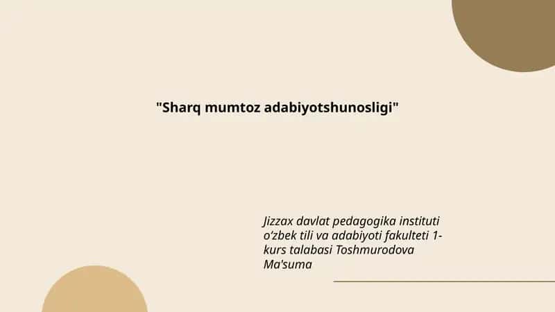 Sharq mumtoz adabiyotshunosligi