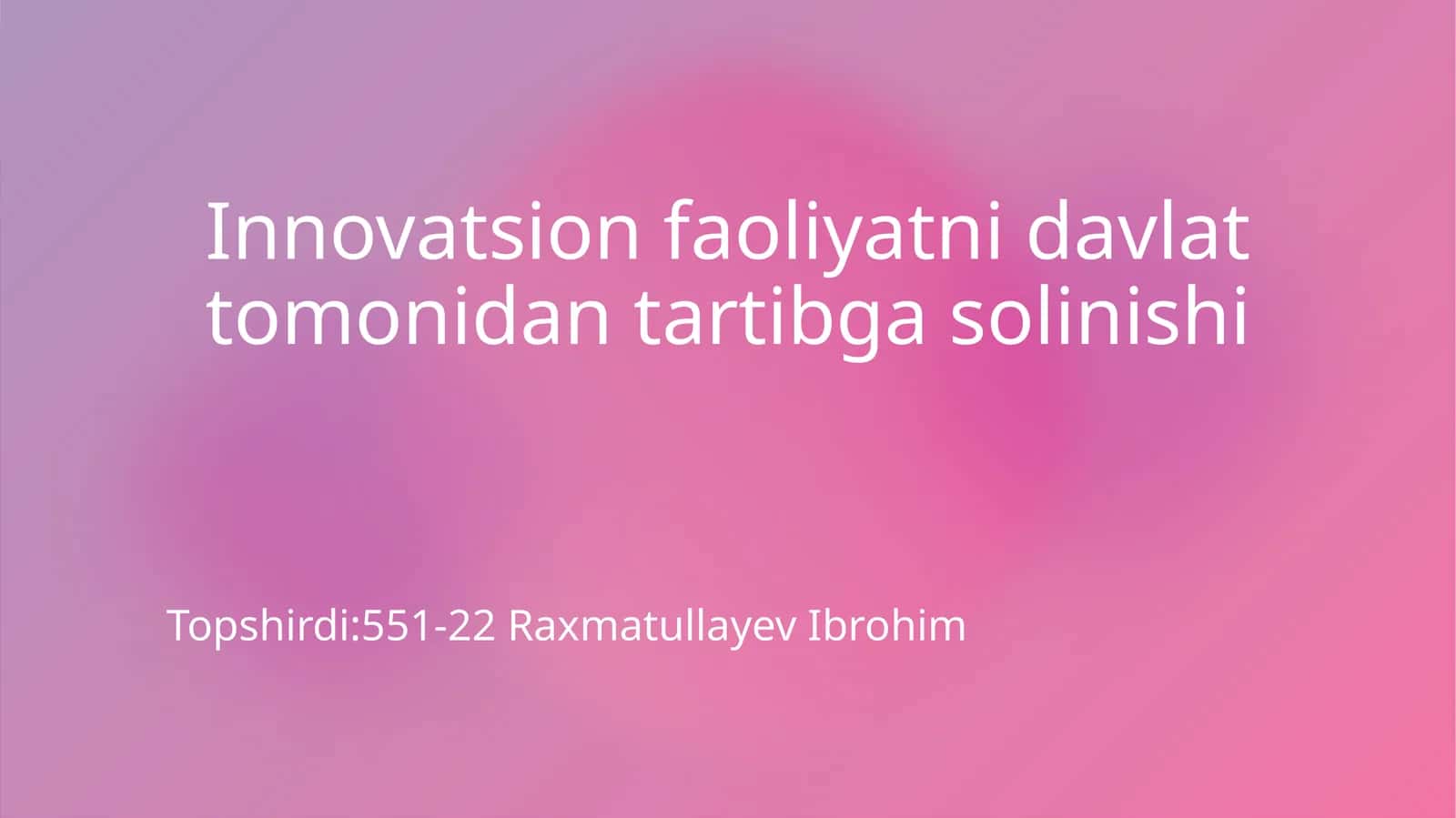 Innovatsion faoliyatni tartibga solish