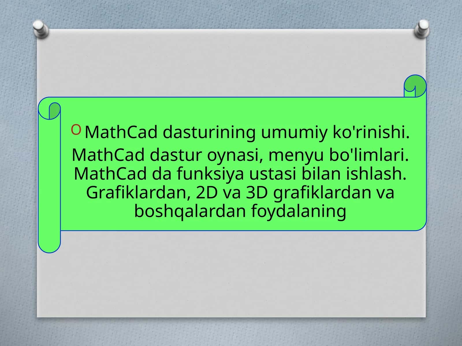 MathCaddasturiningumumiyko'rinishi