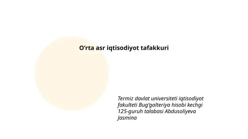Oʻrta asr iqtisodiyot tafakkuri