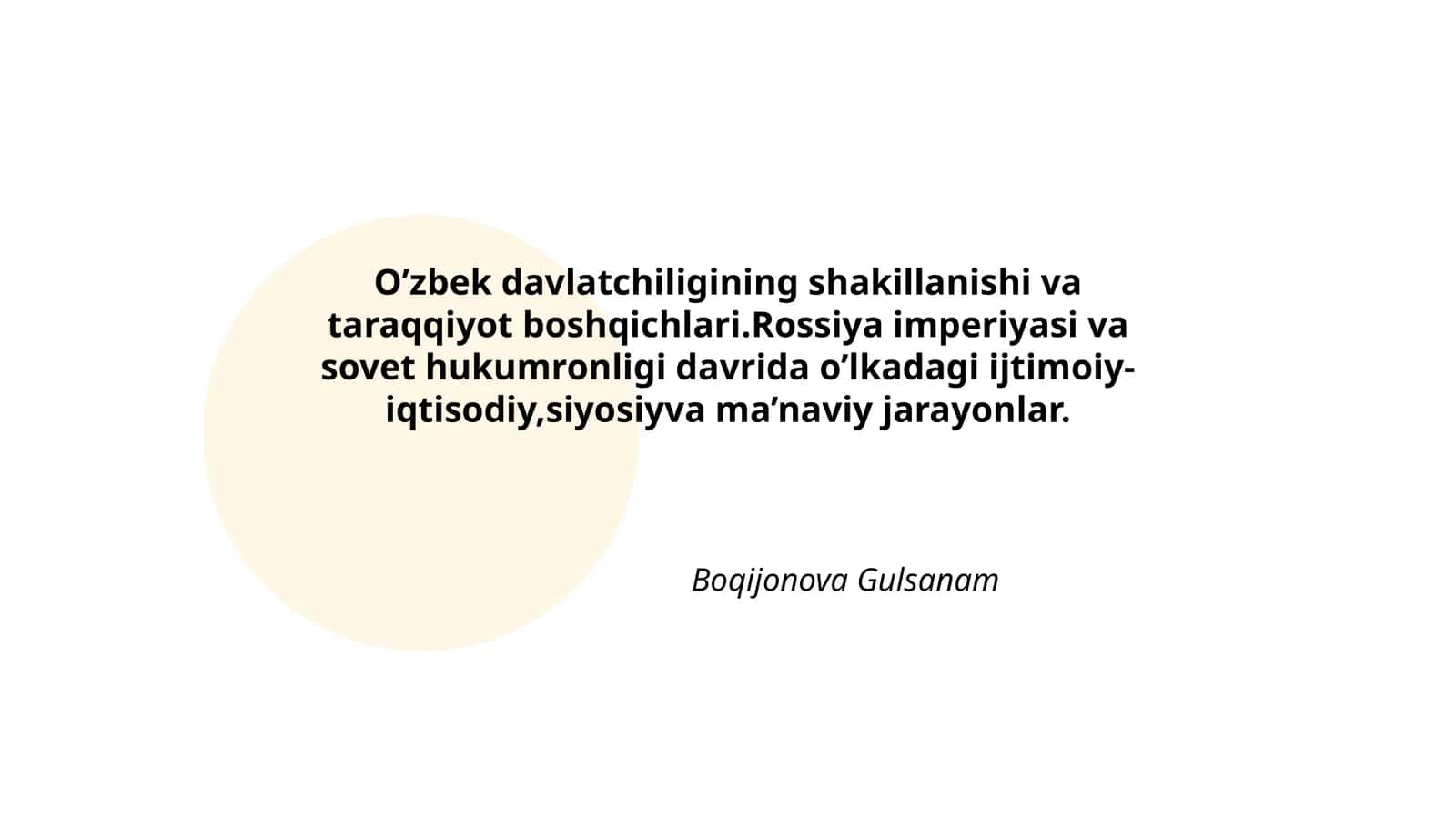 O’zbek davlatchiligining shakillanishi va taraqqiyot boshqichlari