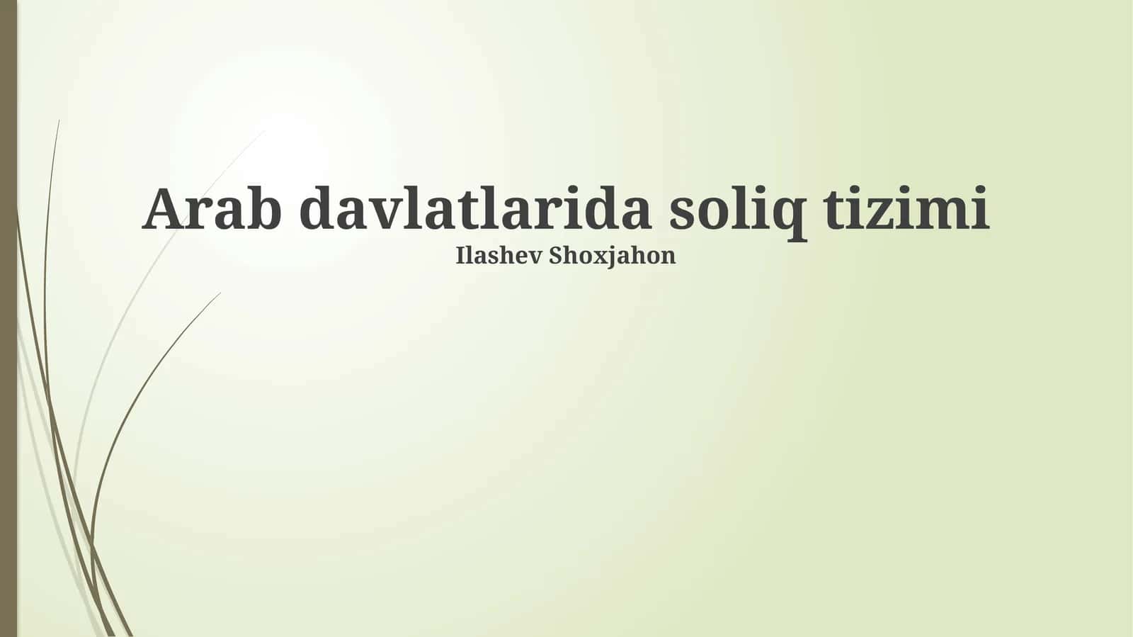 Arab davlatlarida soliq tizimi