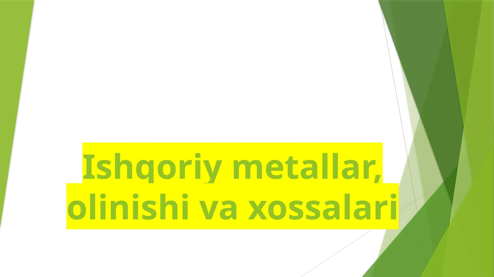 Ishqoriy metallar olinishi va xossalari