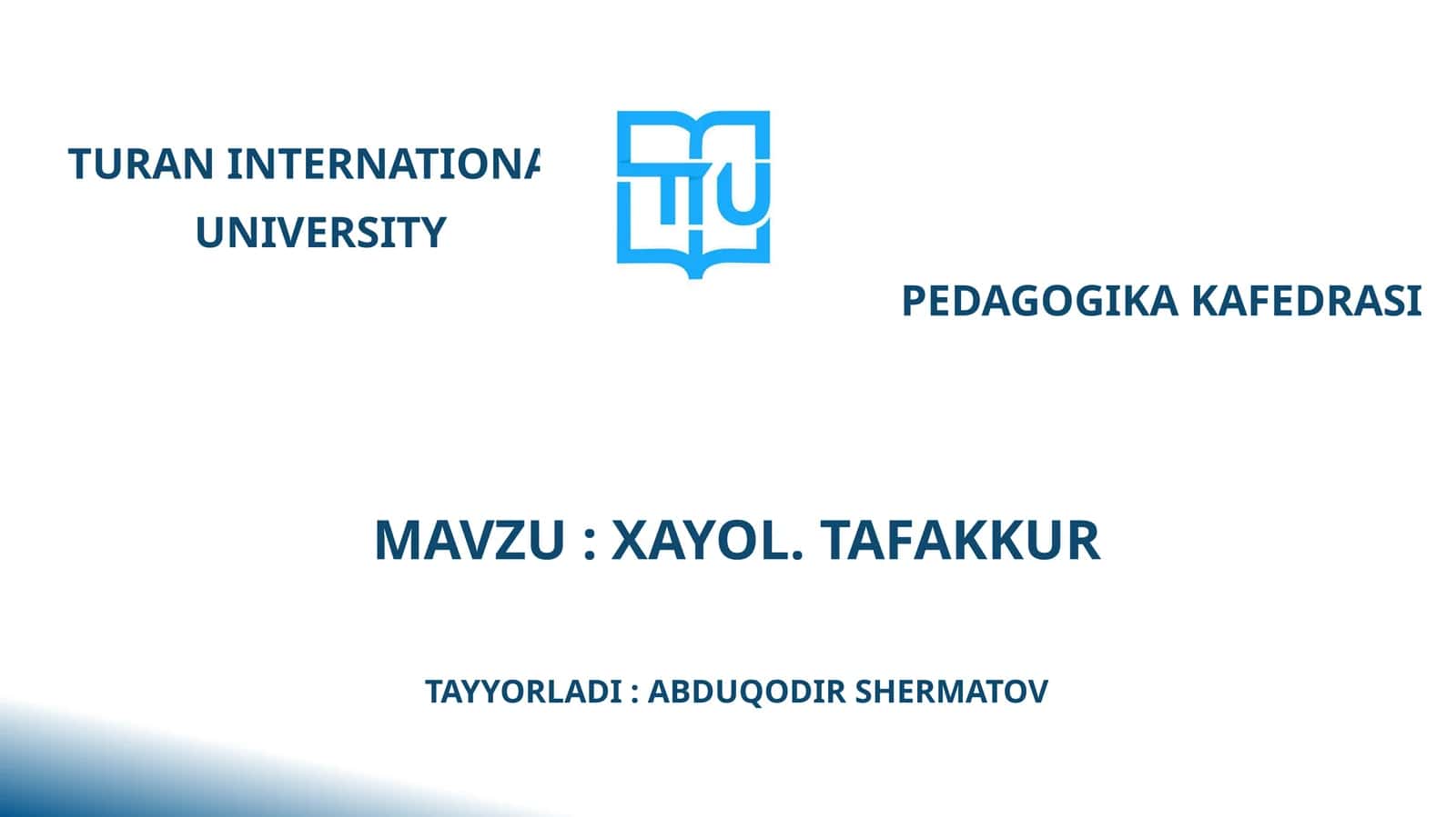 Xayol va Tafakkur