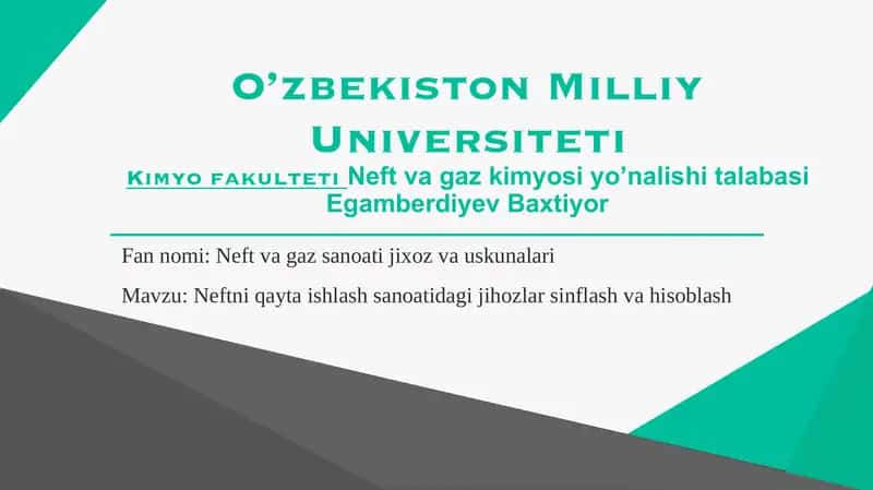 Neft va gaz sanoati jixoz va uskunalari