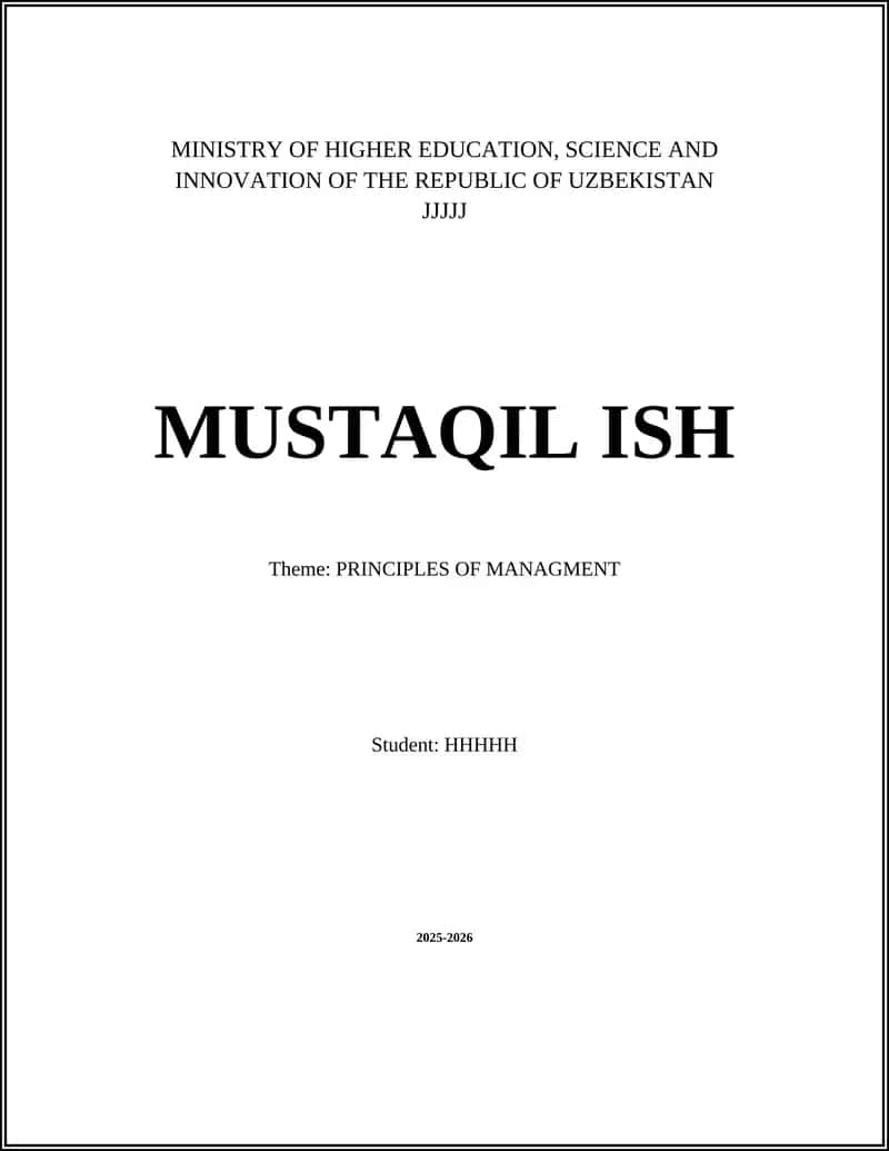 PRINCIPLES OF MANAGMENT