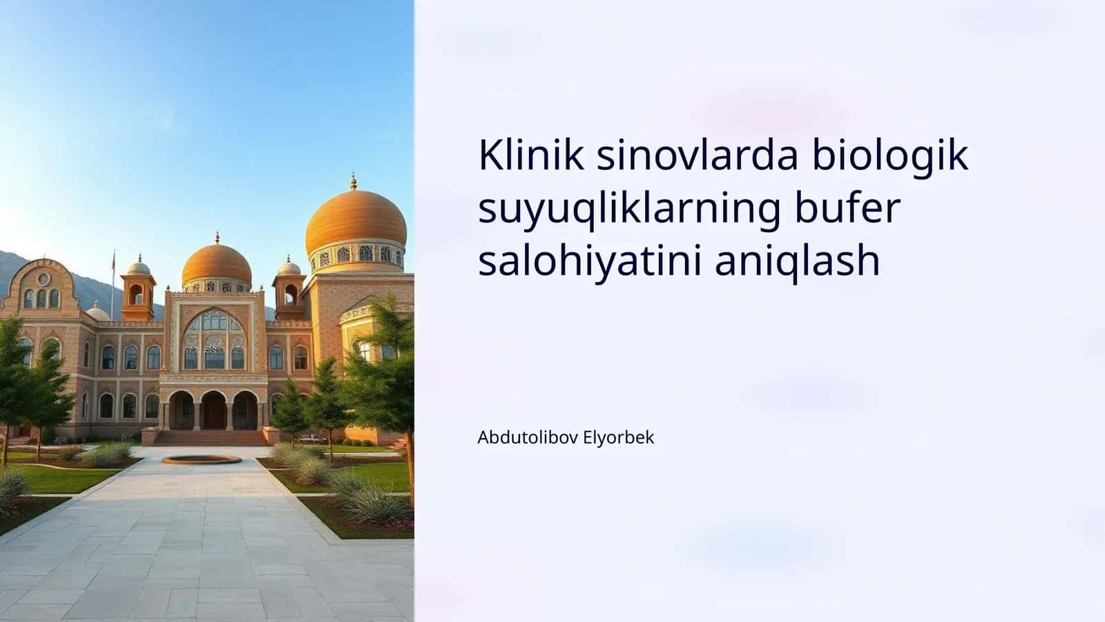 Biologik suyuqliklarning bufer salohiyatini aniqlash