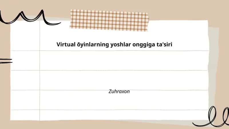 Virtual o'yinlarning yoshlar onggiga ta'siri