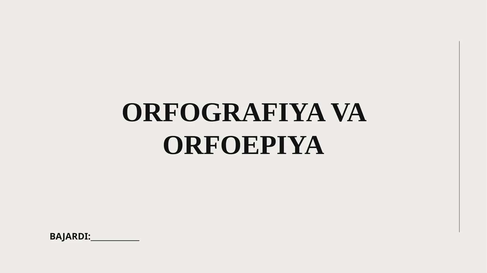 Orfografiya va orfoepiya