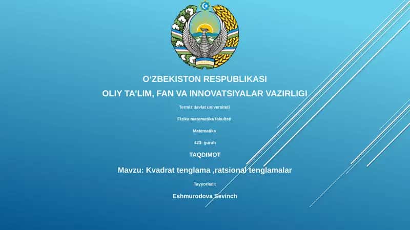 Kvadrat Tenglama va Ratsional Tenglamalar