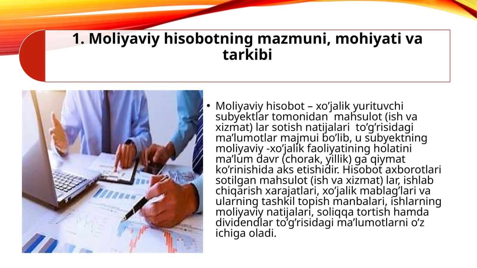 Moliyaviyhisobot –xo’jalikyurituvchisubyektlartomonidanmahsulot(ishvaxizmat) larsotishnatijalari
