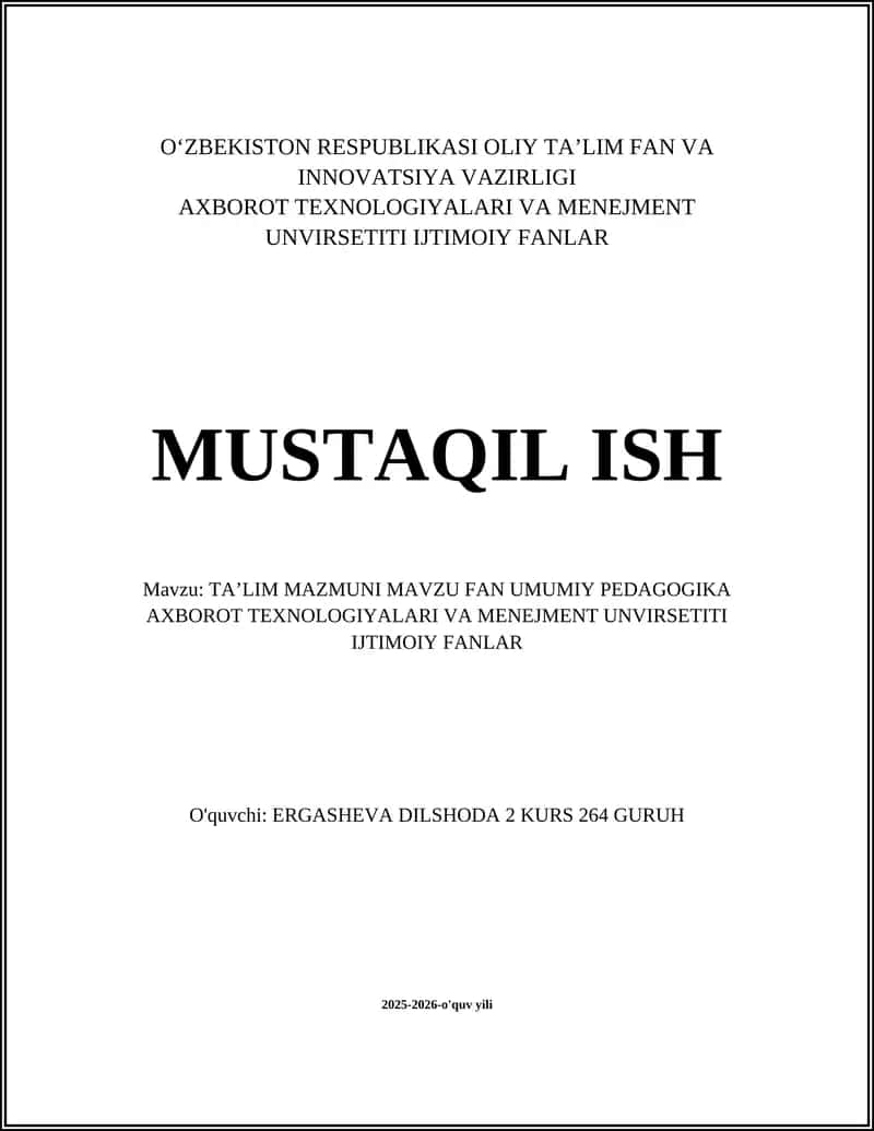 TA'LIM MAZMUNI