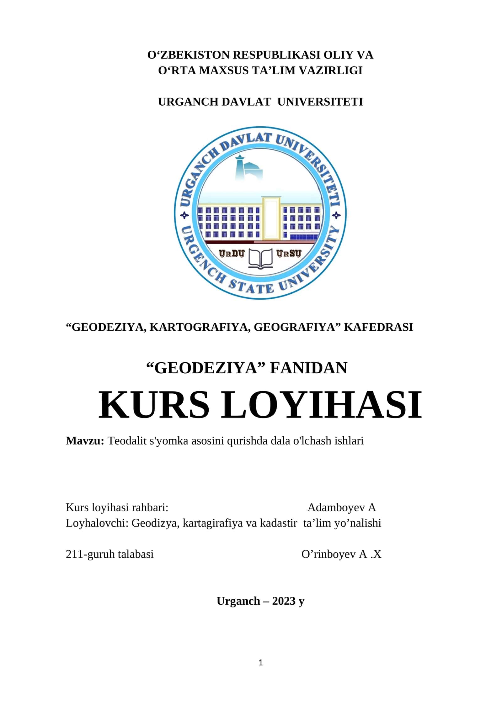 Teodalit s'yomka asosini qurishda dala o'lchash ishlari