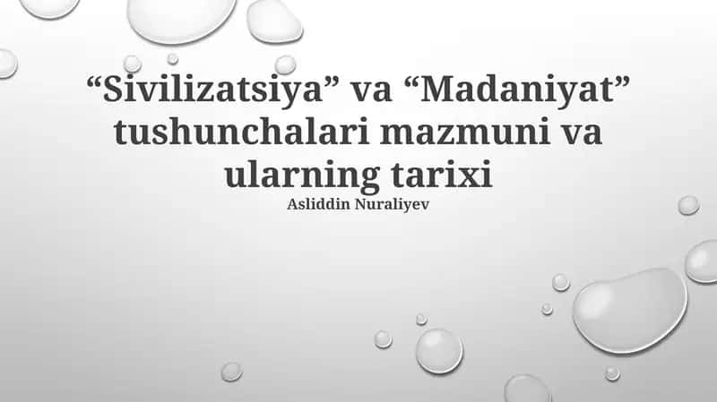Sivilizatsiya va Madaniyat Tushunchalari