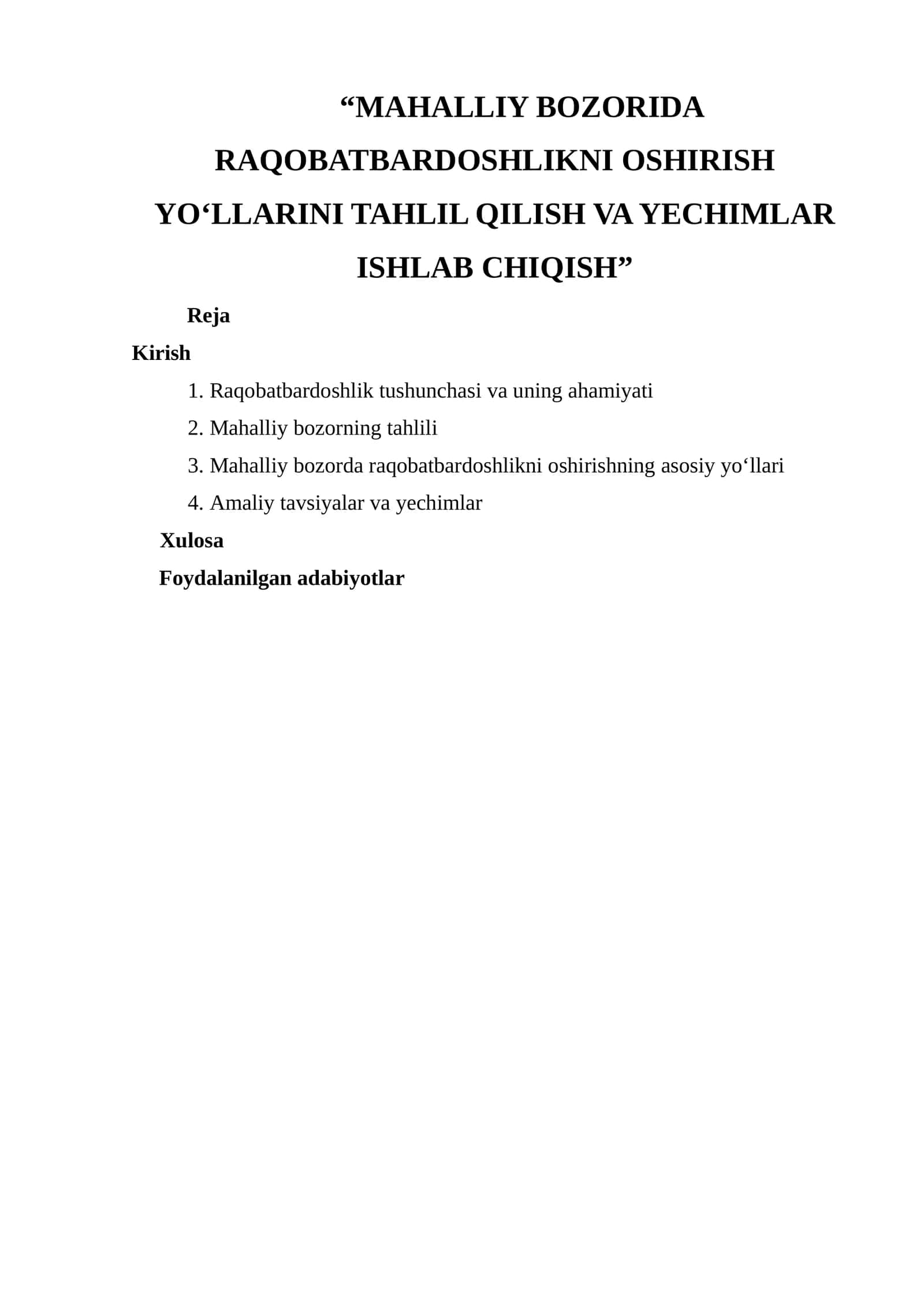 Raqobatbardoshlikni oshirish