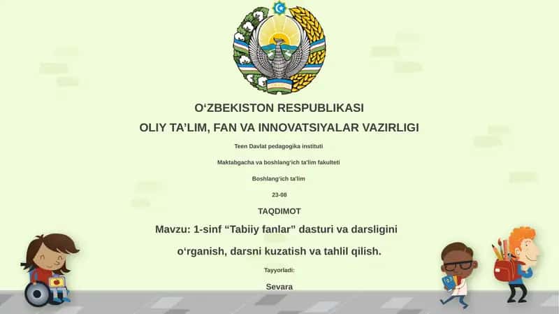 1-sinf “Tabiiy fanlar” dasturi va darsligi