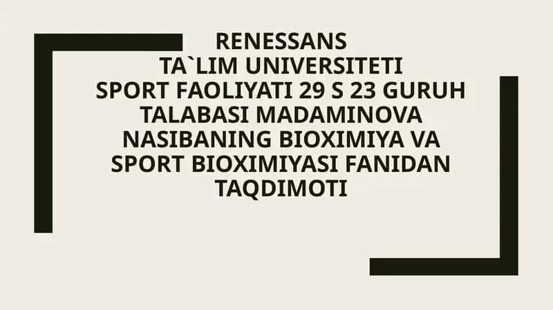 Aminokislotalarning sportchilar hayotidagi o'rni