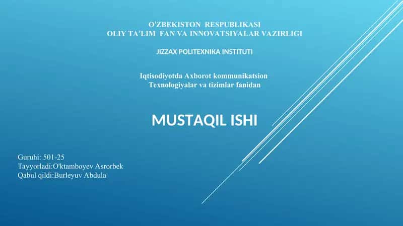 IQTISODIYOTDA FOYDALANILADIGAN DASTURIY MAHSULOTLAR