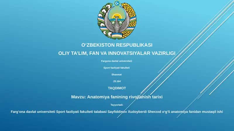 Anatomiya fanining rivojlanish tarixi