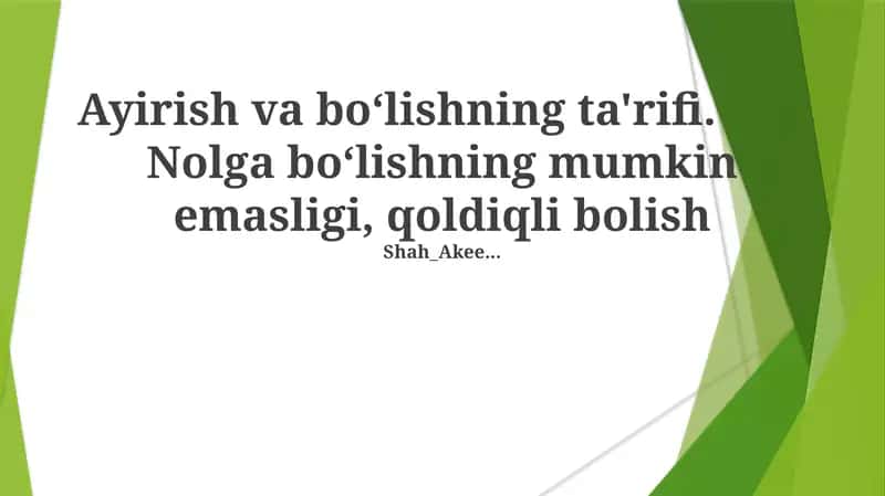 Ayirish va boʻlishning ta'rifi