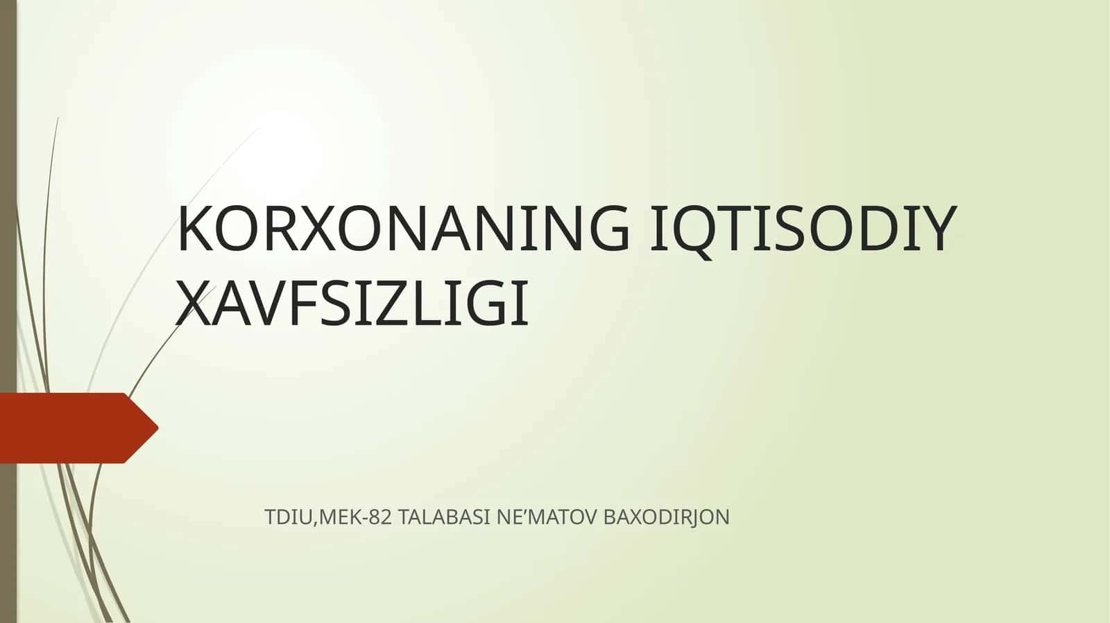 Korxonaning Iqtisodiy Xavfsizligi