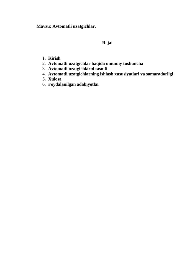 Avtomatli uzatgichlar.