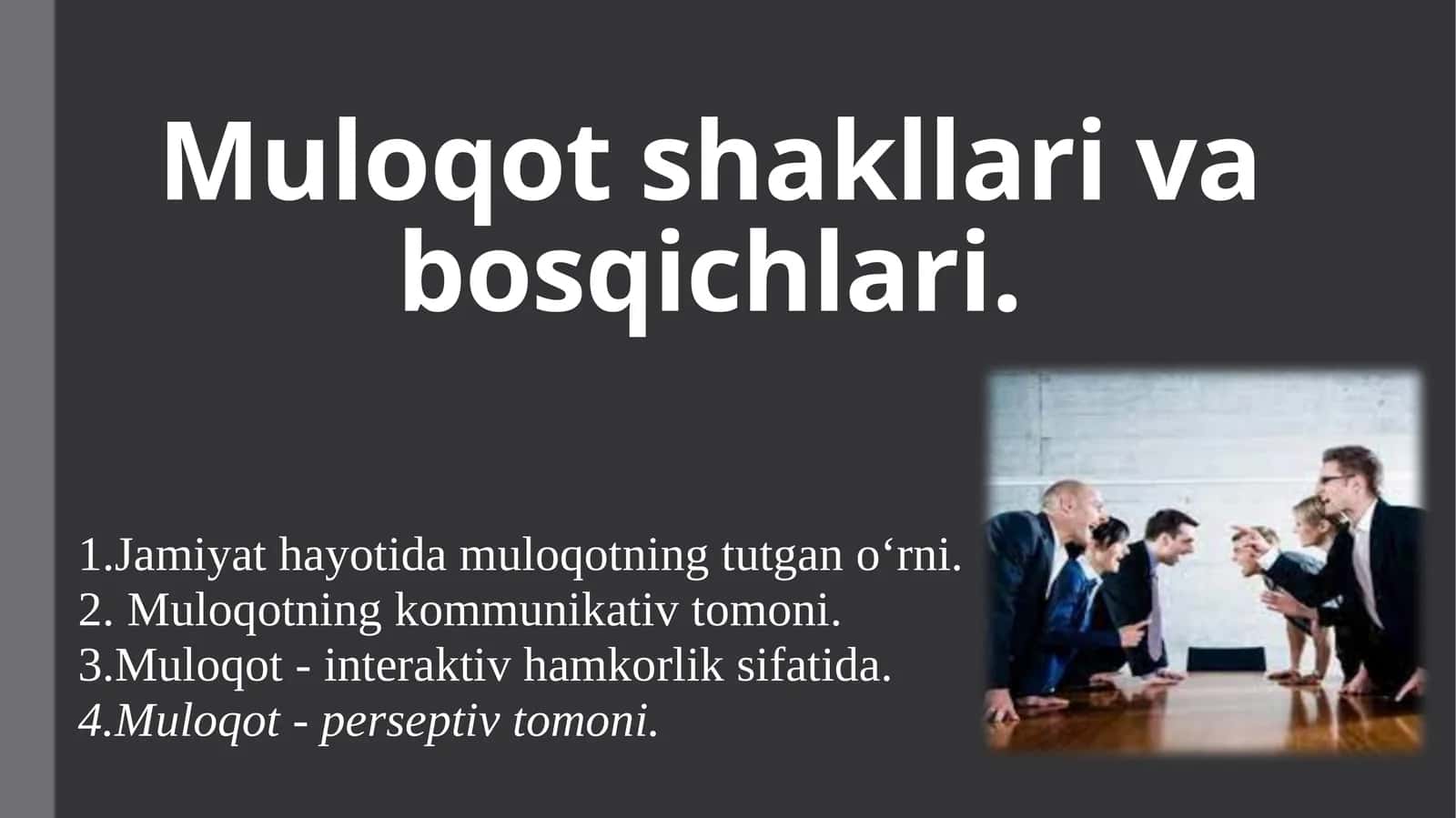 Muloqot shakllari va bosqichlari
