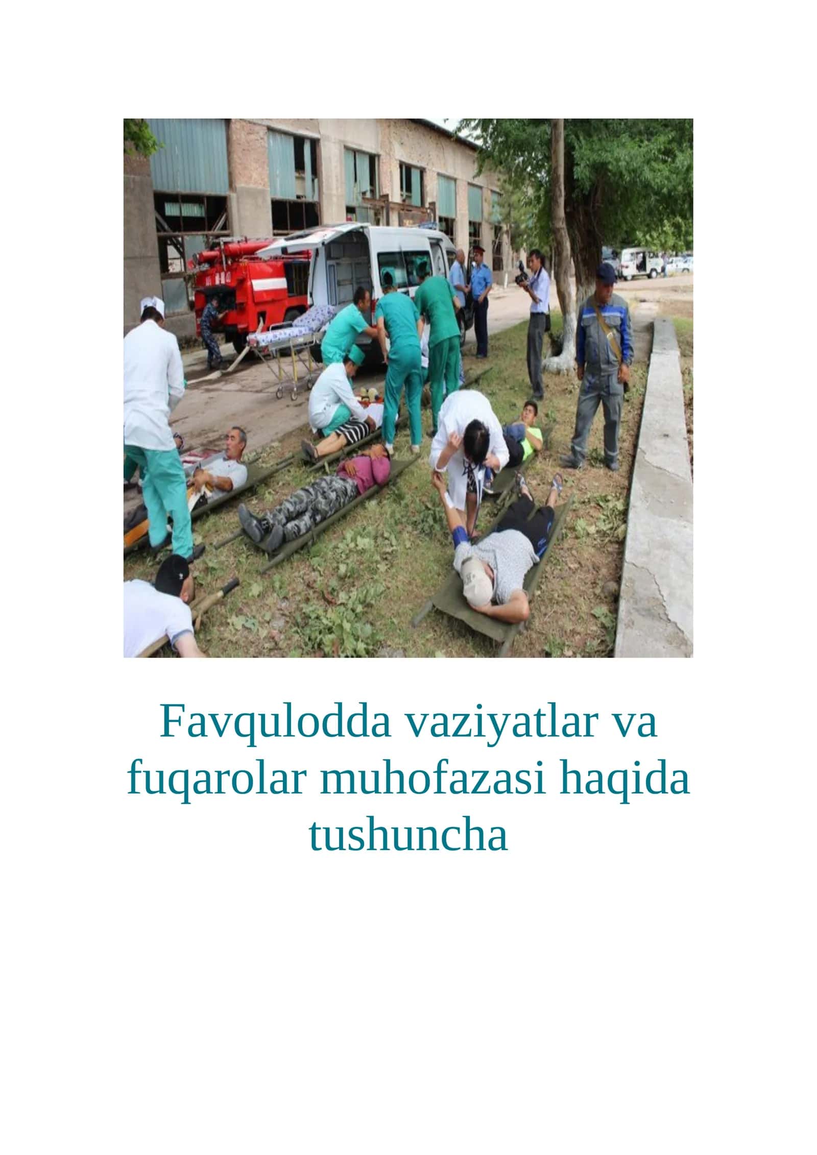 Favqulodda vaziyatlar va fuqarolar muhofazasi haqida tushuncha