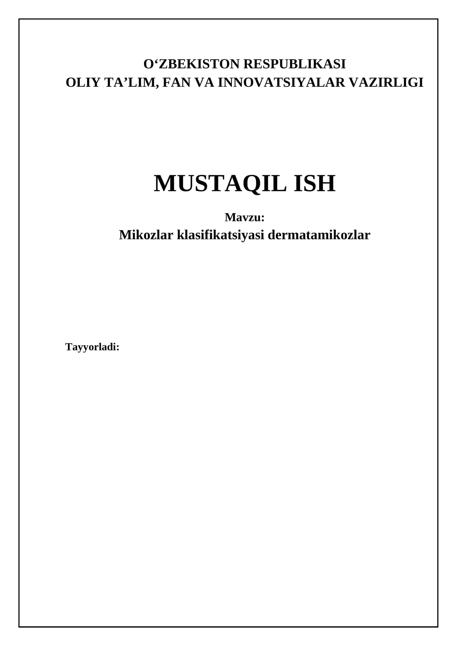 Mikozlar klasifikatsiyasi dermatamikozlar