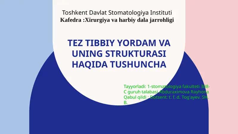 Tez tibbiy yordam va uning strukturasi haqida tushuncha