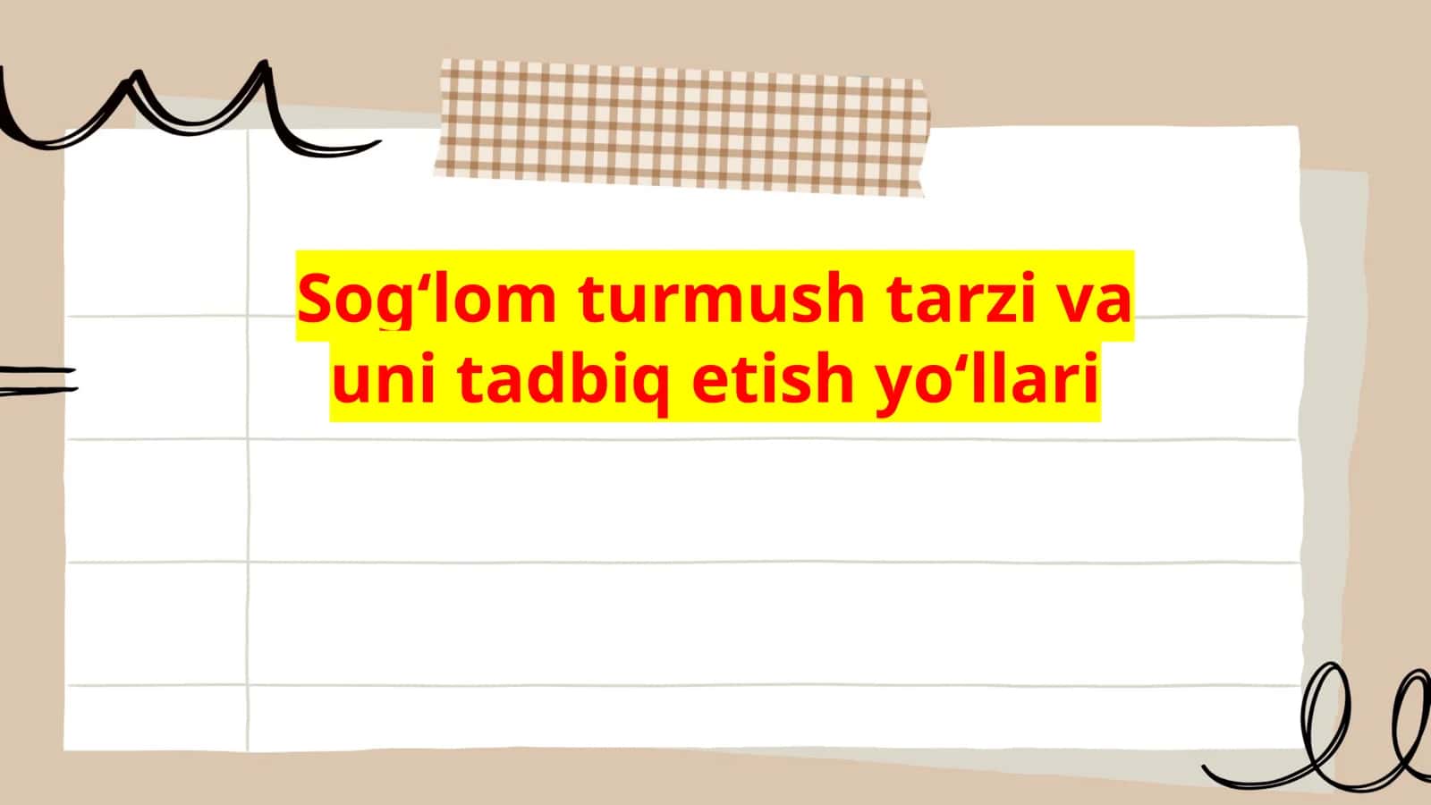Sogʻlom turmush tarzi va uni tadbiq etish yoʻllari