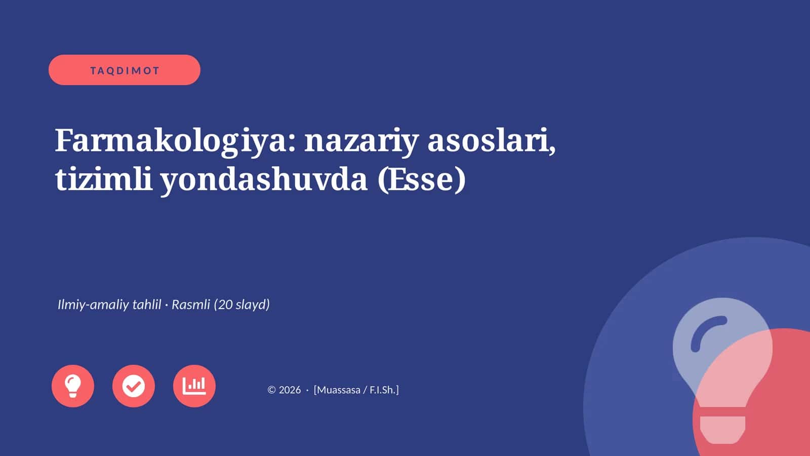 Farmakologiya: nazariy asoslari, tizimli yondashuvda (Esse)