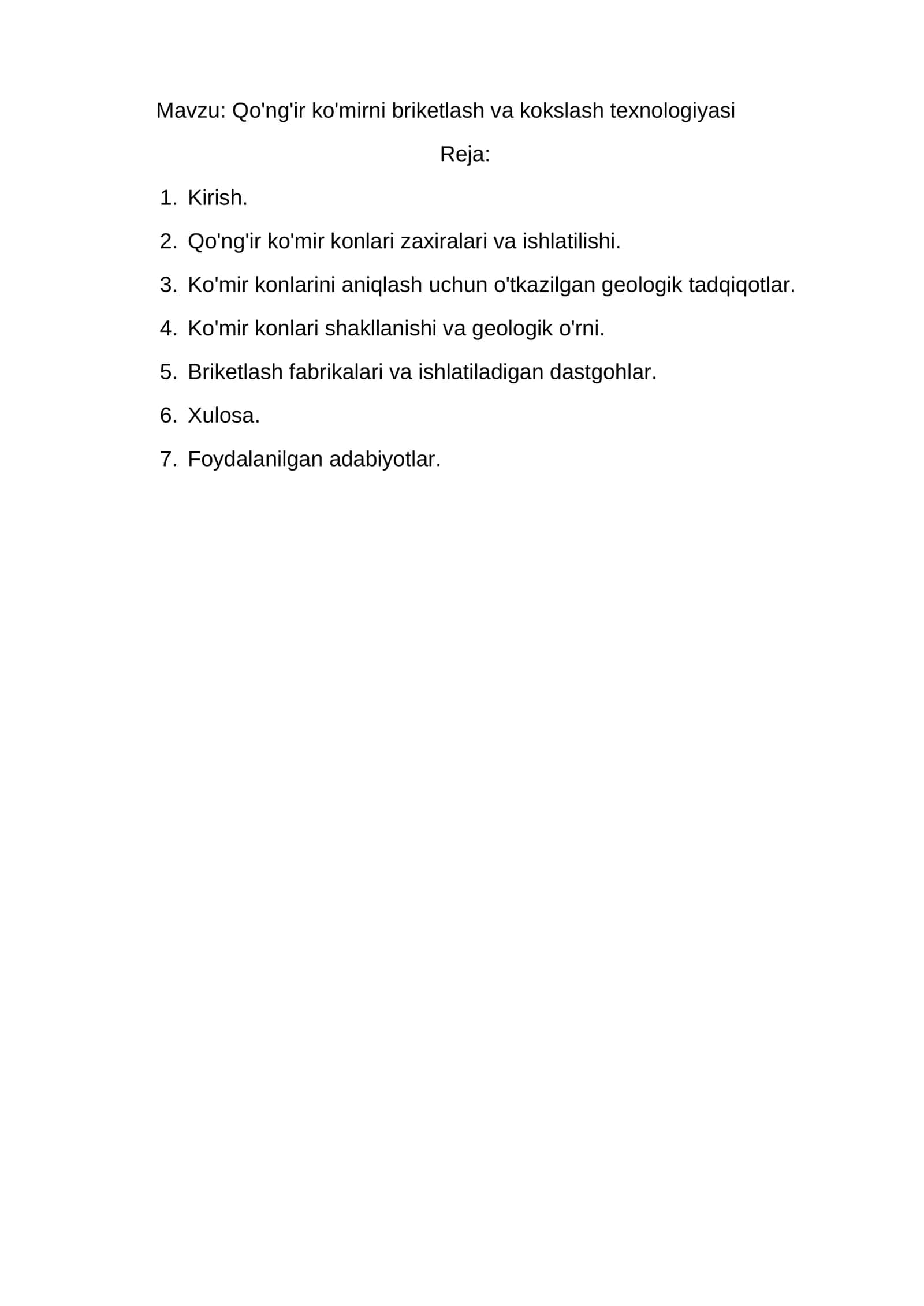 Qo'ng'ir ko'mirni briketlash va kokslash texnologiyasi