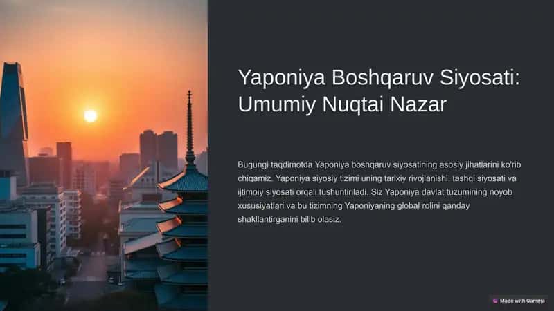 Yaponiya Boshqaruv Siyosati: Umumiy Nuqtai Nazar