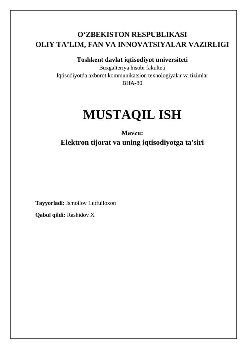 Elektron tijoratning iqtisodiyotga ta'siri