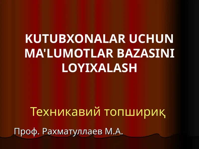 Техникавий топшириқ