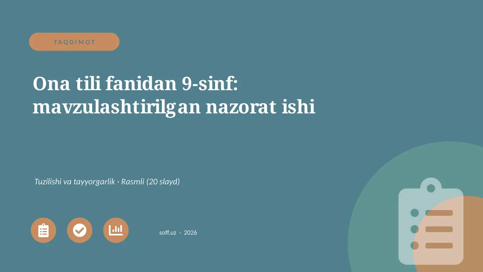 Ona tili fanidan 9-sinf: mavzulashtirilgan nazorat ishi