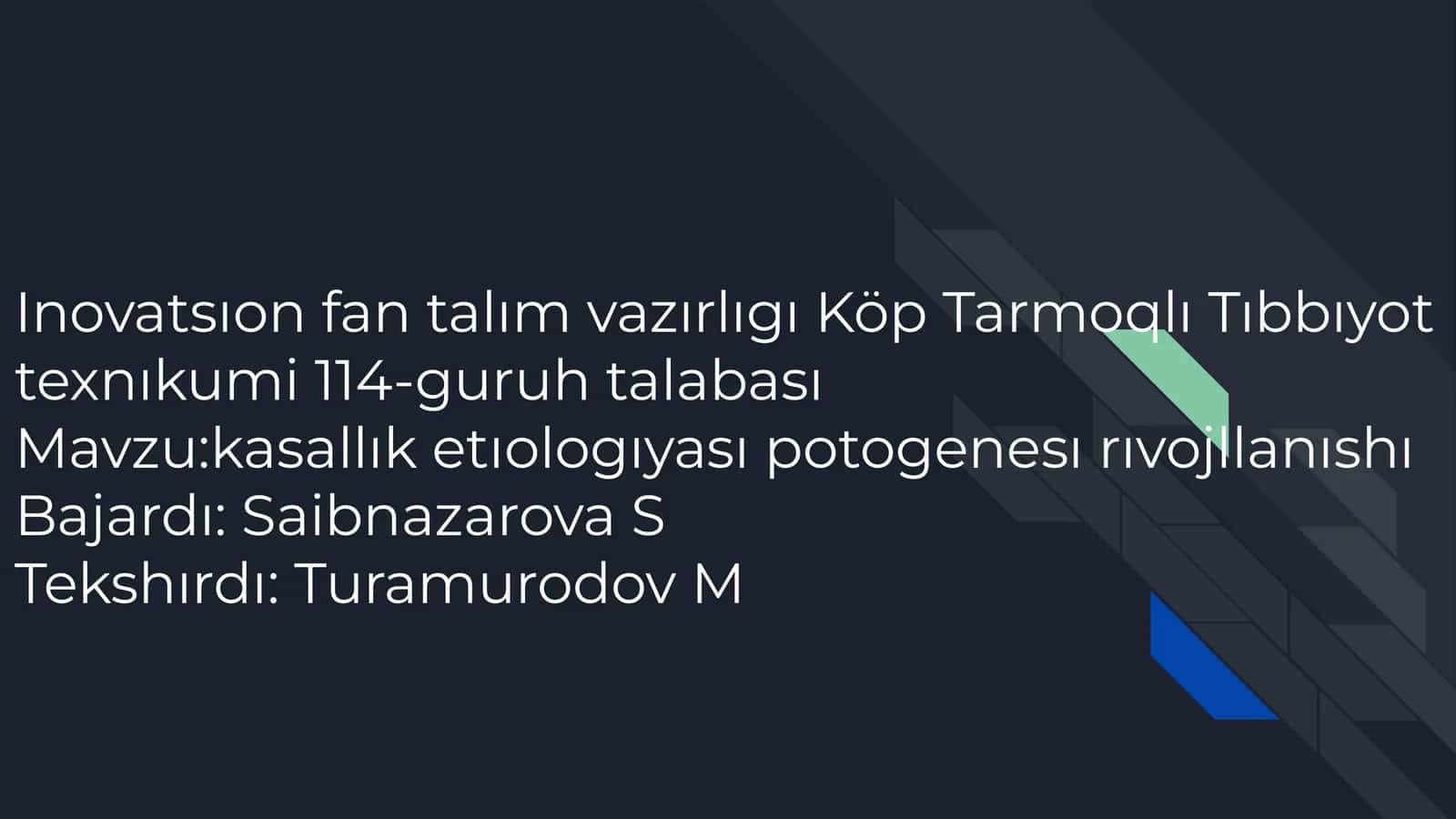 Kasallık etıologıyası potogenesı rıvojllanıshı