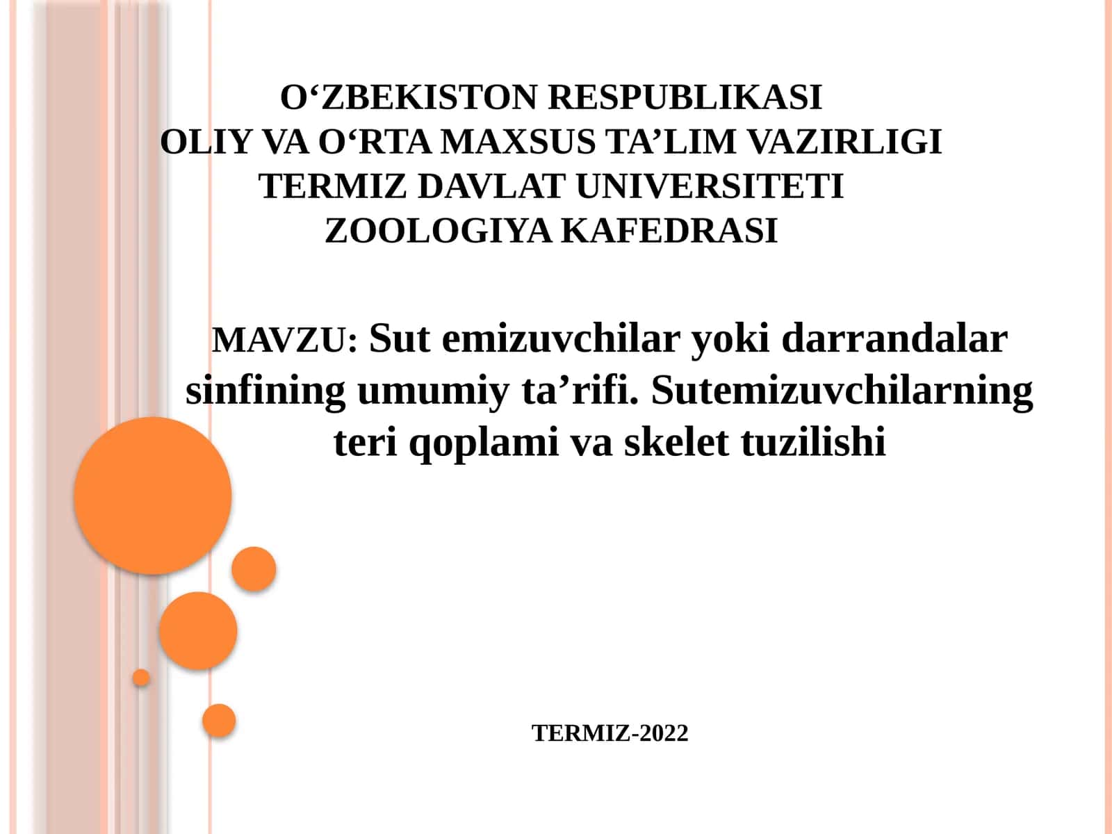 Sut emizuvchilar yoki darrandalar sinfining umumiy ta’rifi. Sutemizuvchilarning teri qoplamivaskelet tuzilishi