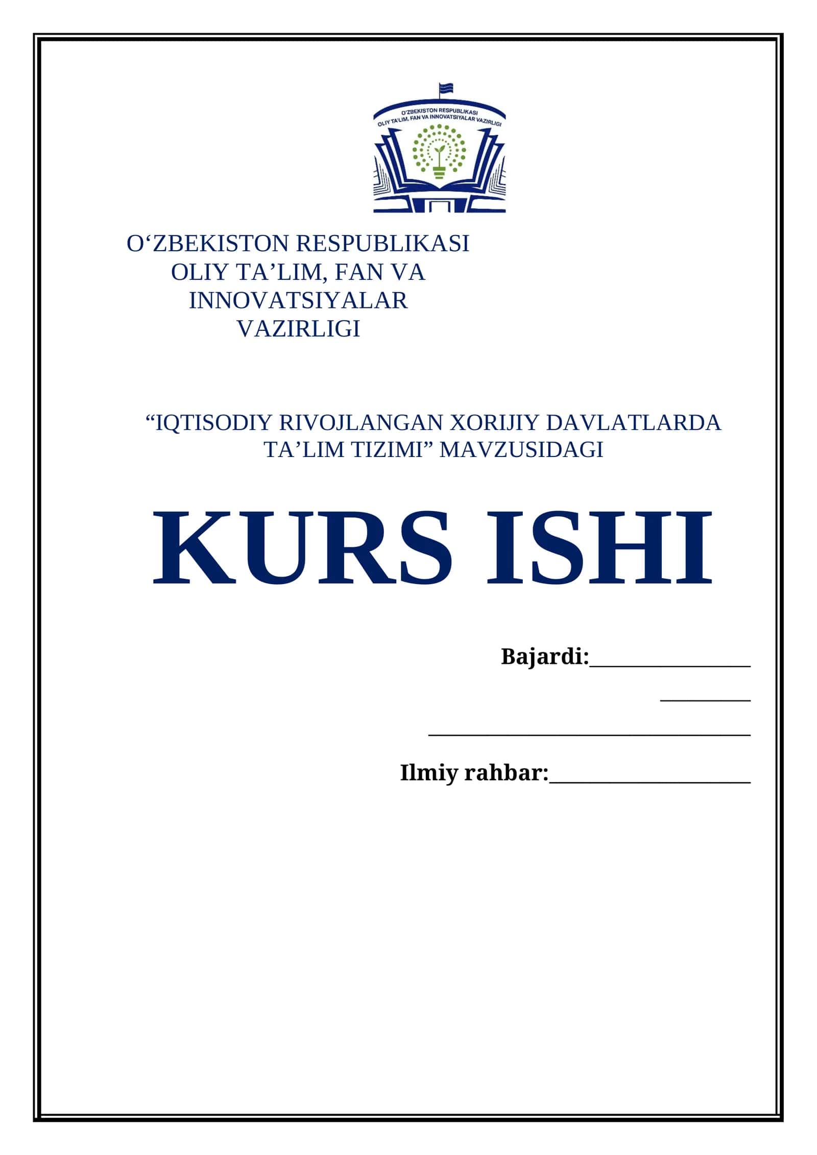 IQTISODIY RIVOJLANGAN XORIJIY DAVLATLARDA TA’LIM TIZIMI
