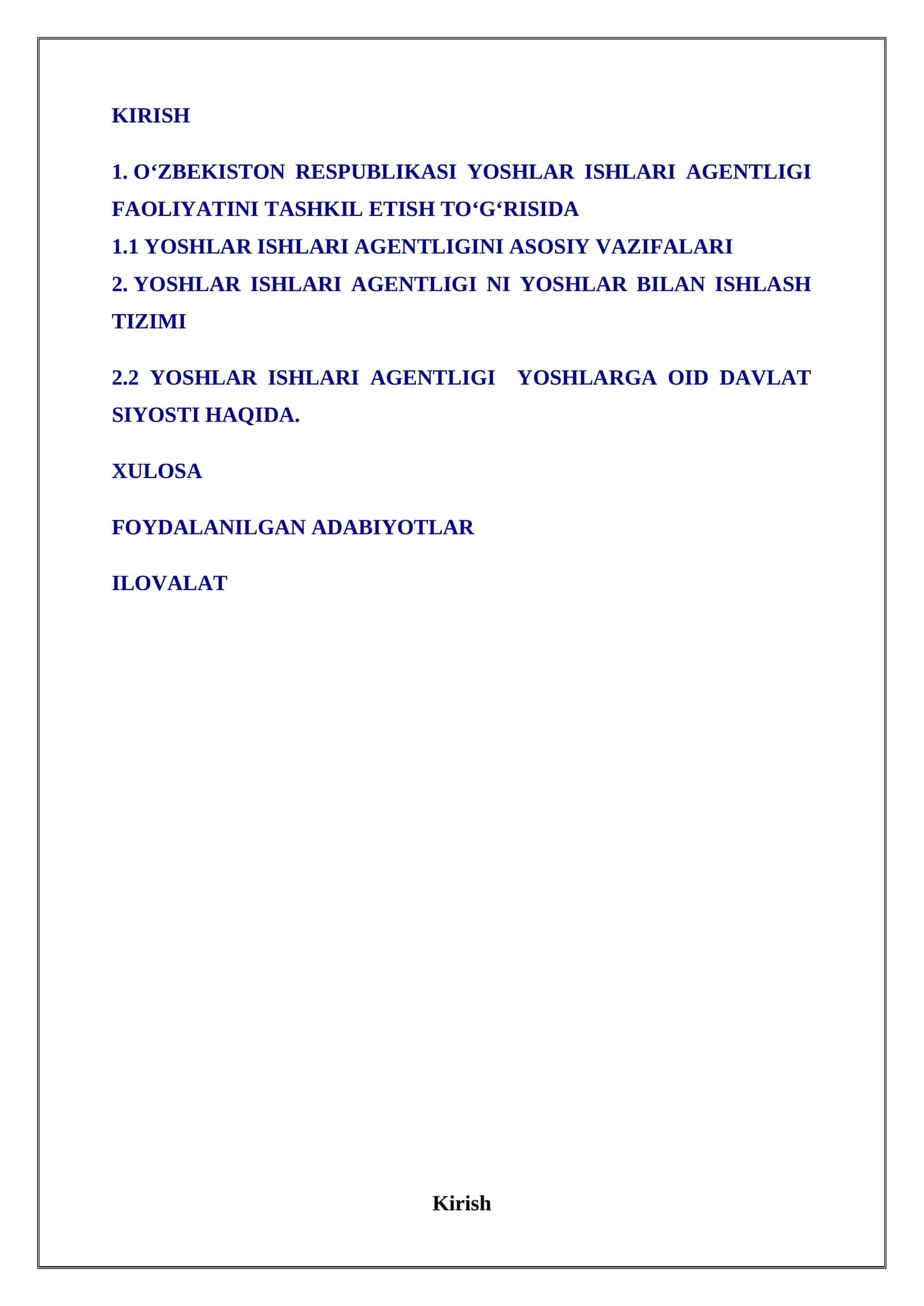 Yoshlar ishlari agentligi faoliyatini tashkil etish to‘g‘risida