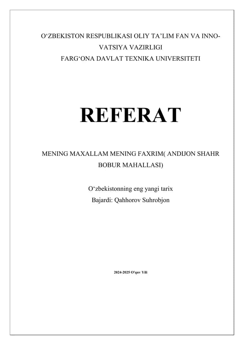 Bobur mahallasi tarixi