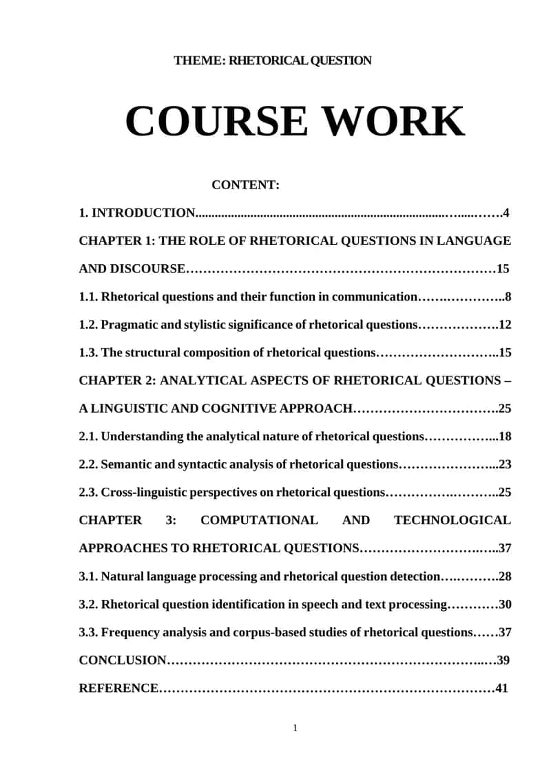COURSE WORK