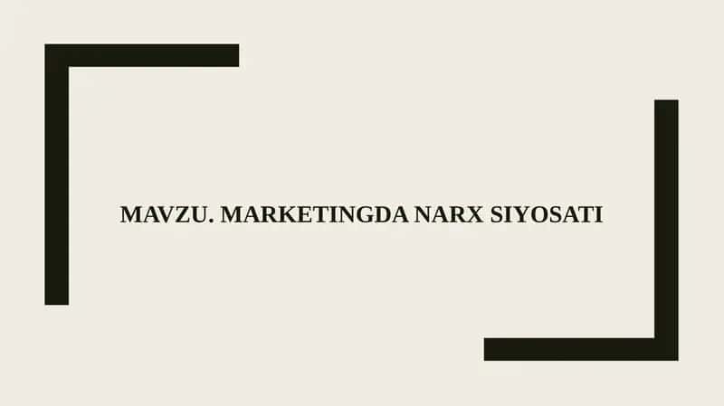Marketingda narxsiyosati