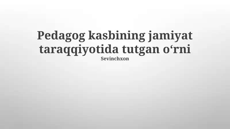 O'qituvchilik kasbi
