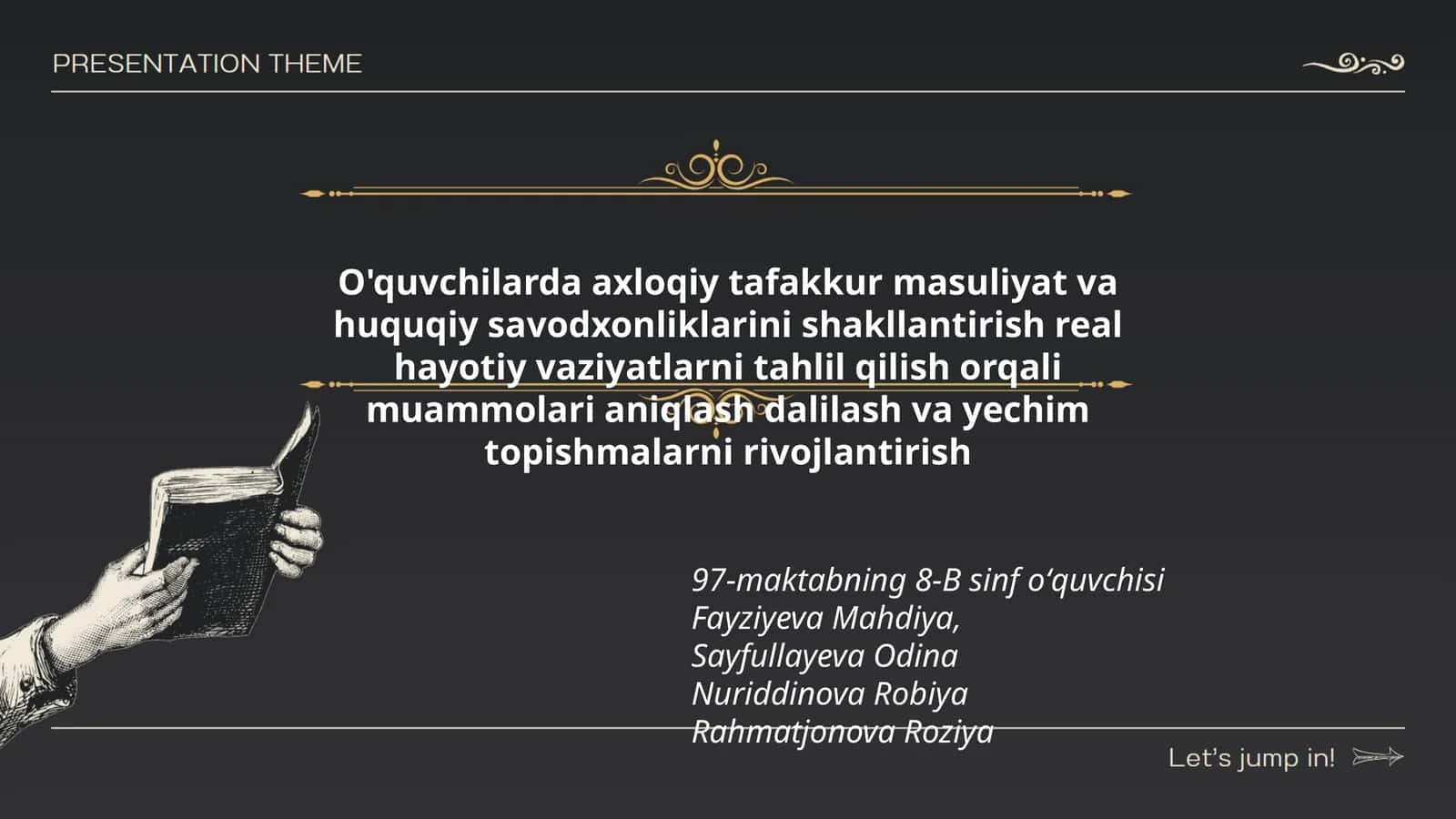 O'quvchilarda axloqiy tafakkur masuliyat va huquqiy savodxonliklarini shakllantirish