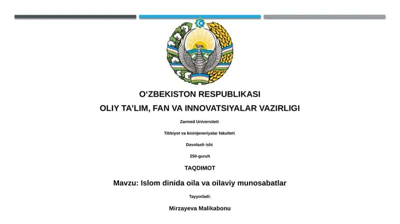 Islomda oila va oilaviy munosabatlar